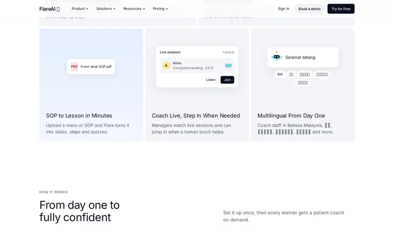 FlareAI feature section