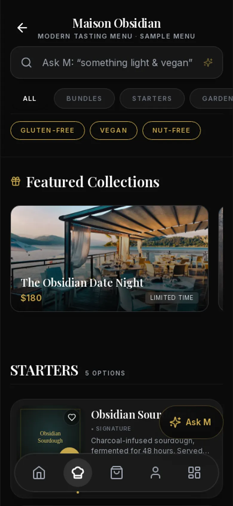 MenuMuze menu on a phone