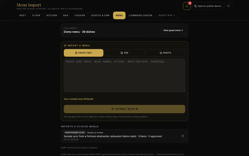 MenuMuze menu import studio